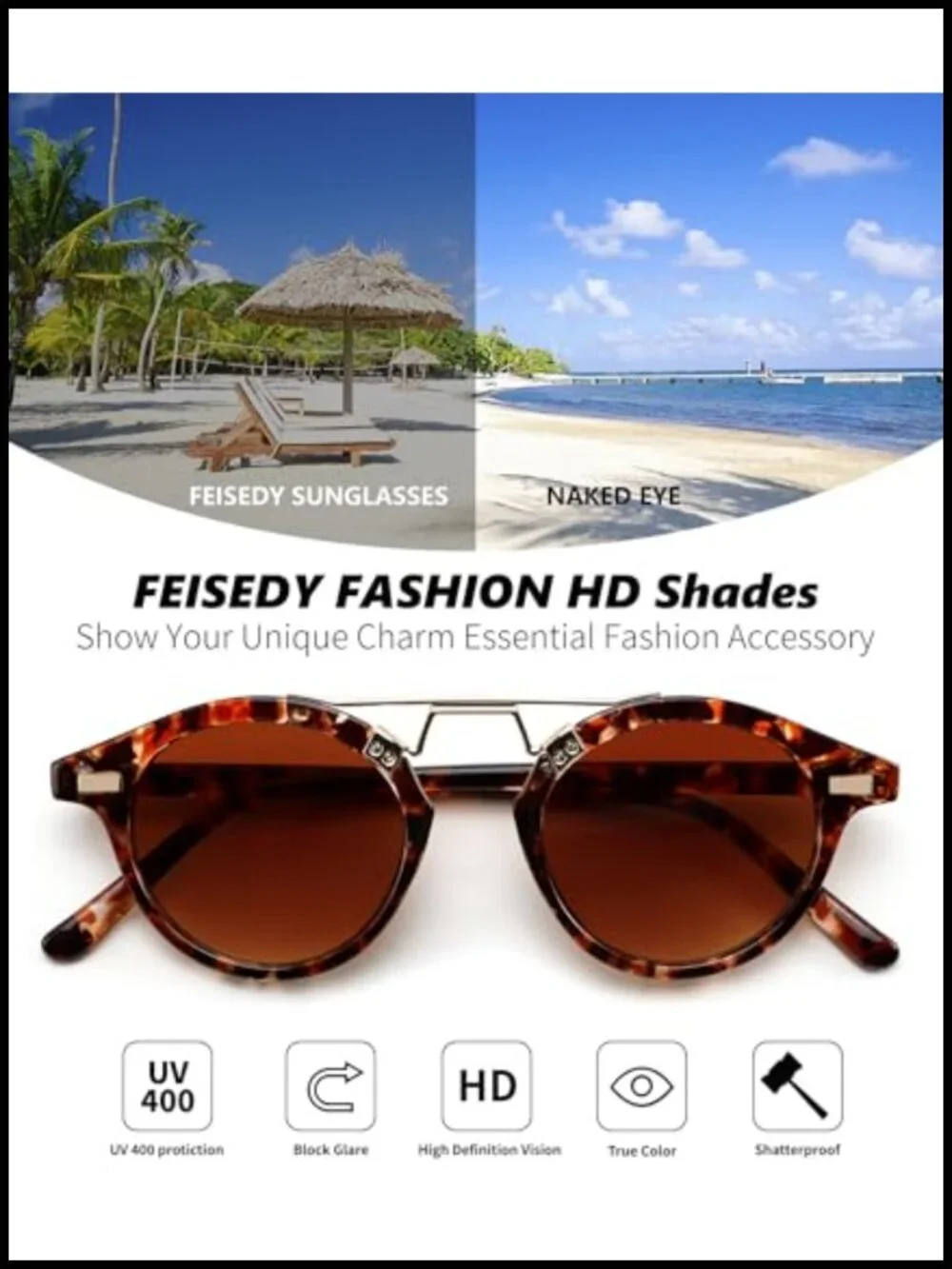 Retro Round Metal Brow Sunglasses with UV400 Protection for Small Face